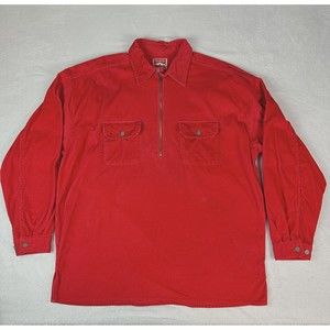 Vintage 90s Marlboro Unlimited Adult Size XL Red Corduroy 1/4 Zip Pullover Shirt